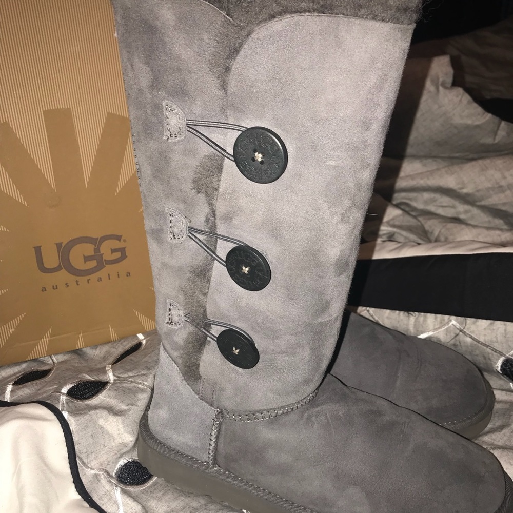 UGG Grey Bailey Button Triplet boots